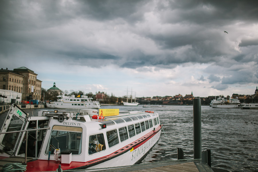 Bröllopsfoto Stadshuset Utsikt från Strömkajen i Stockholm