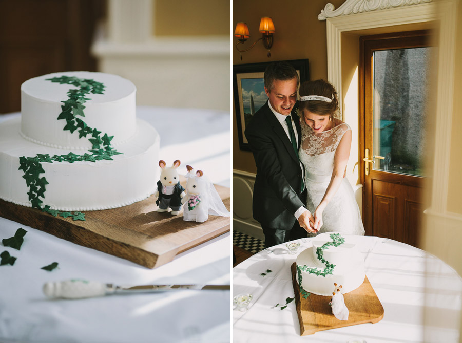 White Ivy cake being cut at the West Cork hotel wedding