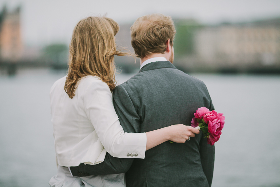 bride and groom holding each other