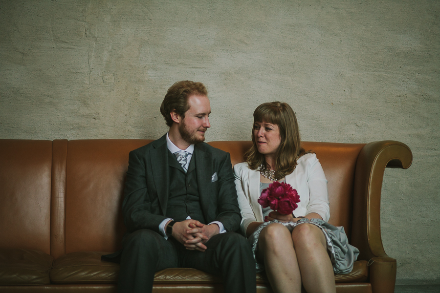 Bride and groom whispering