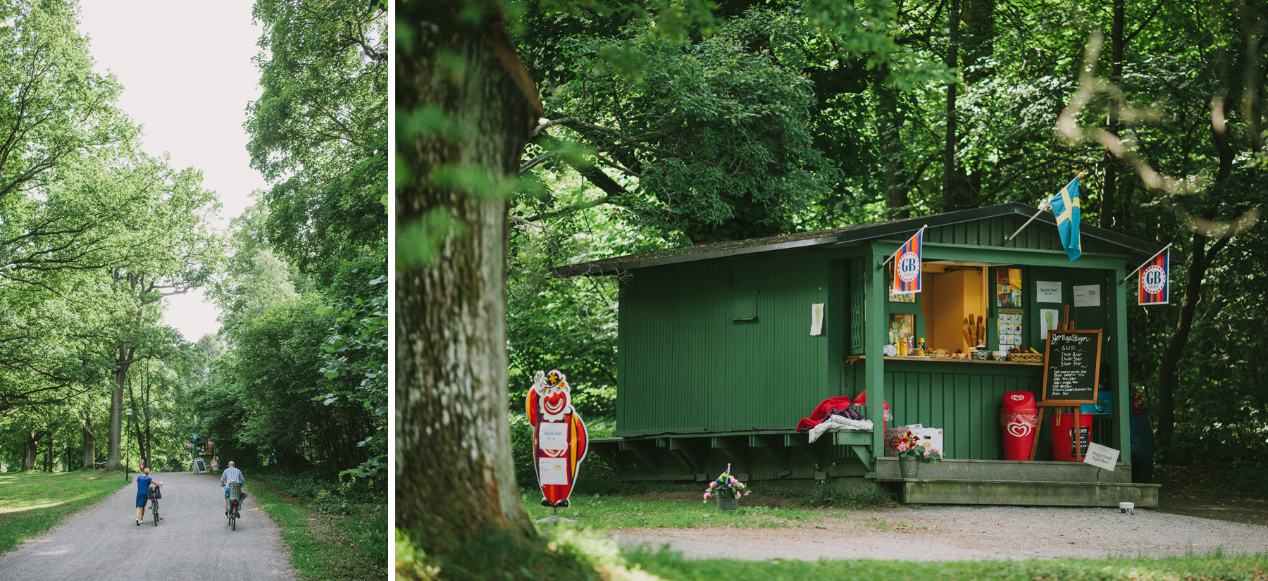 Familj p väg mot fotografering i parken
