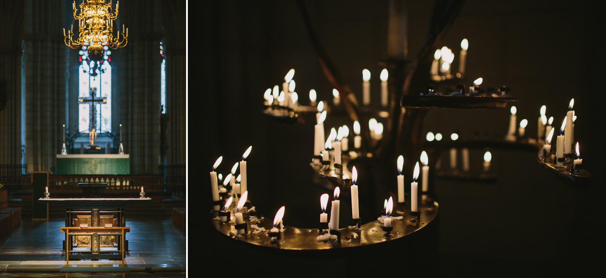 altaret och ljushållare
